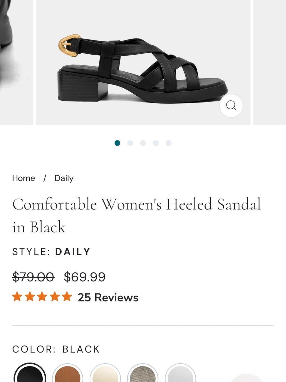 Aerosoles Daily Black Strappy Block Heel Sandals - Picture 4 of 6